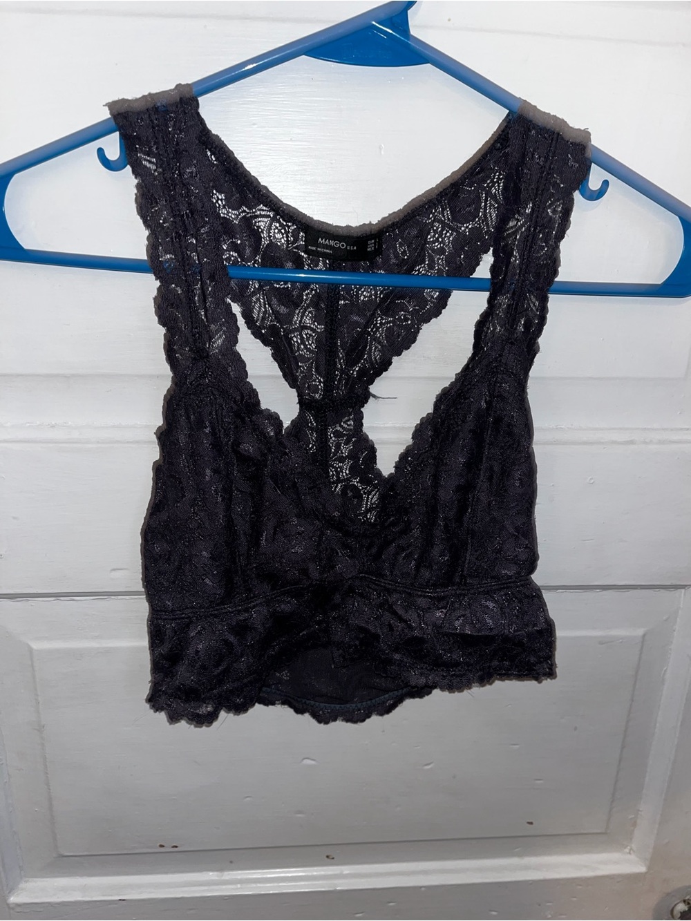 Mango Black Lace Racerback Bralette
